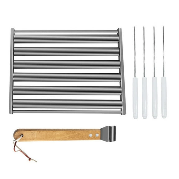 Hecteas Barbecue Grill - - Rolling Sausage Rack Stainless Steel Sausage Drum Hot Dog Grill(1X Sausage Grill - Silver)