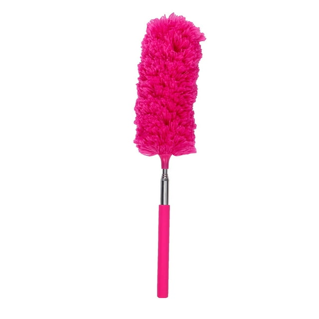 Hecteas Dusting Duster,Dust Removal Duster,Extendable Telescopic Magic Microfibre Cleaning Feather Duster Extending Brush(1*Rose Color Retractable Duster-Red)