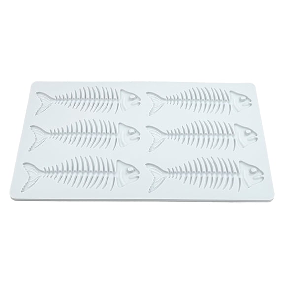 Hecteas Fishbone Design Silicone Mold – 6 Cavity Fish Bone Cake Decoration Mould for Chocolate Fondant Candy Gelatin, Non-Stick BPA Free Baking Pan