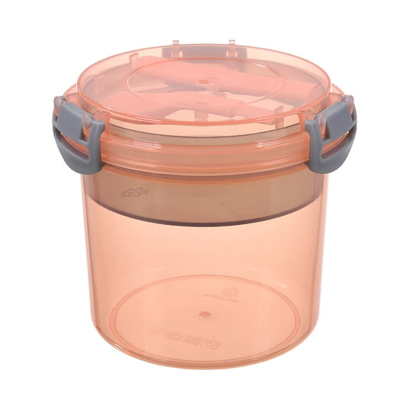Hecteas Glass Bottle - Cups - Parfait Cups with Lids Yogurt Cup with Topping Cereal Or Oatmeal Container Leak Proof Breakfast on The Cups 20Oz(1 Salad Cup with Spoon and Lid - Orange)