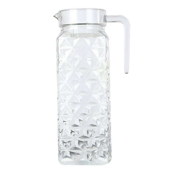 Hecteas Glass&Bottle,Kitchen Cups,Beverage Pitcher Hot Cold Pitcher Iced Tea Spout Cold Water Pitcher with Handle Indoor Outdoor Pc and Lid Cafe Juice Jug(1X Water Bottle-White)