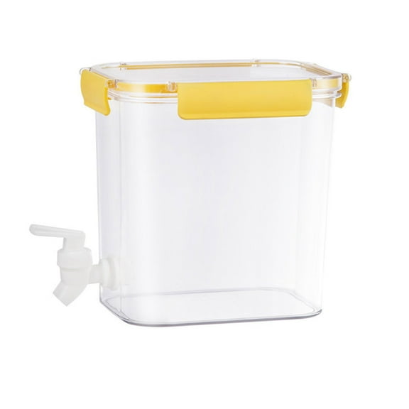 Hecteas Storage Containers,Storage Container,Beverage Dispenser with Lid and Faucet Food Grade Plastic Refrigerator Dispenser for Lemonade Cold Juice Injection Cooler Iced Tea(1*Fruit Teapot-Yellow)