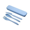 thumbnail image 1 of Hecteas Tableware,Plastic Cutlery Set,Reusable Spoon Cutlery Fork Children'S Adult Portable Lunch Box Cutlery Set for Travel Picnic Camping Or Daily Use At School(1 Set of Tableware-Blue), 1 of 9