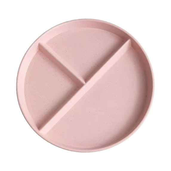 Hecteas Tableware - Plastic Dining Plate - Wheat Plates for Adults Reusable Dinnerware Set Kids Divided Plate Bariatric Plastic Salad Lunch Tray Microwave & Dishwasher(Plate*1Pc - Pink)