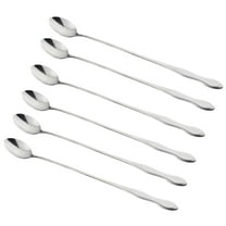 Hecteas Tableware,Plastic Dining Spoon,6Pcs 26 Cm Long Handle Iced Tea Spoon Coffee Spoon Stainless Stirring Spoons(6X Spoon-Silver)