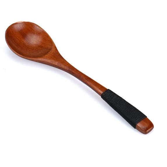 Hecteas Tableware,Resin Spoon,Wooden Spoon Bamboo Kitchen Cooking Utensil(1X Scoop-Black)
