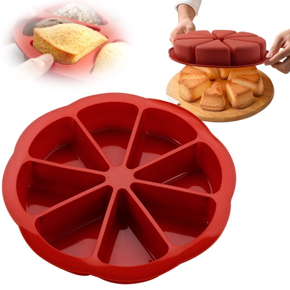 Hecteas Triangular Silicone Cake Mold – 8 Cavity Non-Stick Triangle Pizza Slice Pan for Baking Brownies Scone Muffins, Food Grade Bakeware for Oven Microwave Freezer, BPA Free DIY Baking Tool