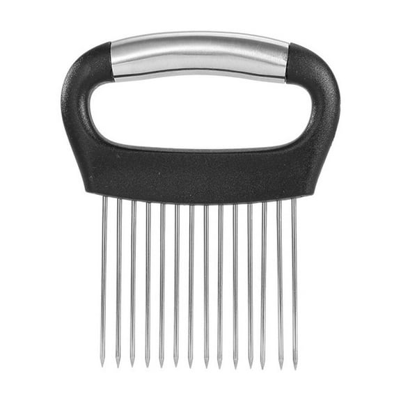 Hecteas Vegetable Cutter,Salad Cutter,Onion Holder for Slicing Slicer Onion Cutter for Slicing Stainless Onions Slice Holder Slicer Vegetable Cutter (One Flesh Pin-Black)