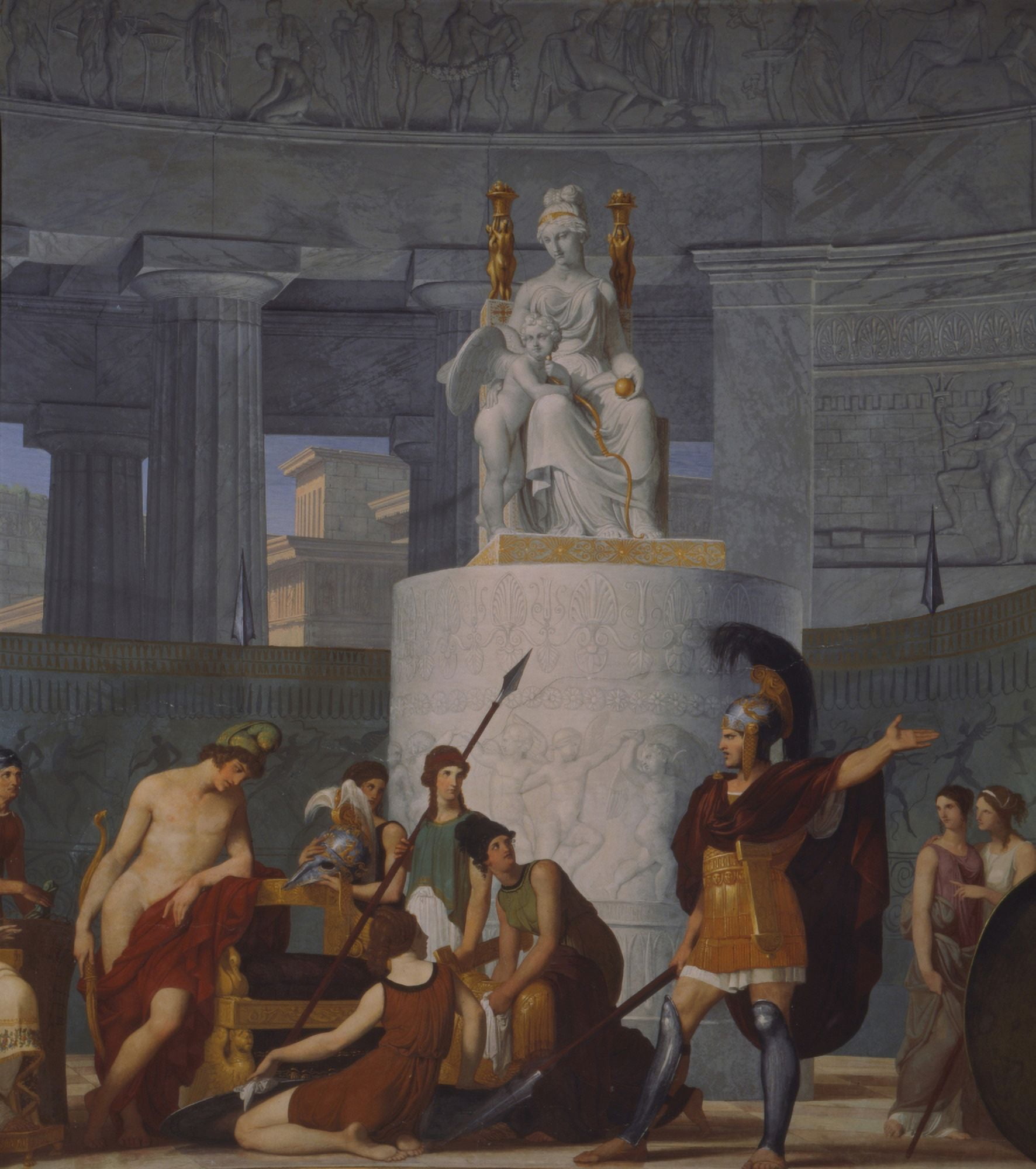 Hector Before Helen Inciting Paris To Manlier Deeds Canvas Art - (18 x 24)