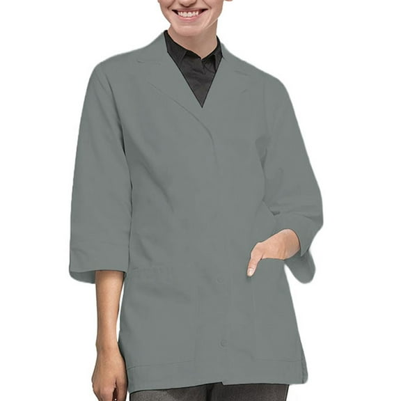 Panda Uniform by HeedFit Women's 32" 3/4 Sleeve Lab Coat with Multi-Colored Plus Size 3XL Grey