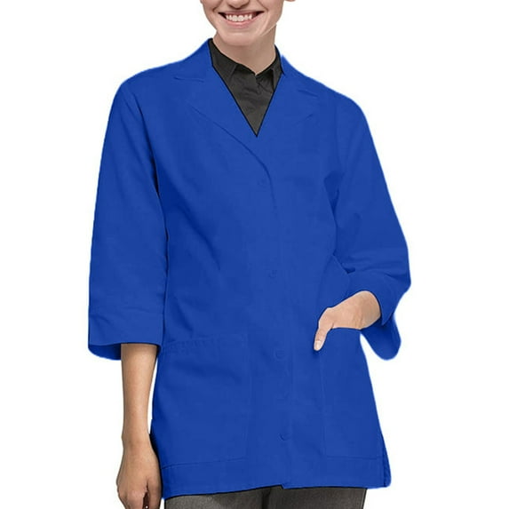 Panda Uniform by HeedFit Women's 32" 3/4 Sleeve Lab Coat with Multi-Colored Plus Size S Royal