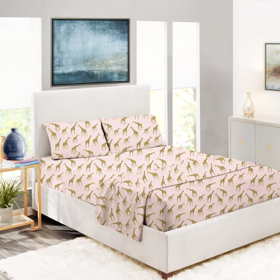 Hedaya Home Toddler Giraffes Microfiber Sheet Sets, Twin-XL, 3-Pieces