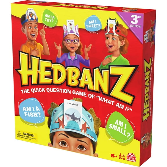 Hedbanz Board Game 3rd Edition, Family Guessing Game What Am I?, Ages 6+, 26 Players