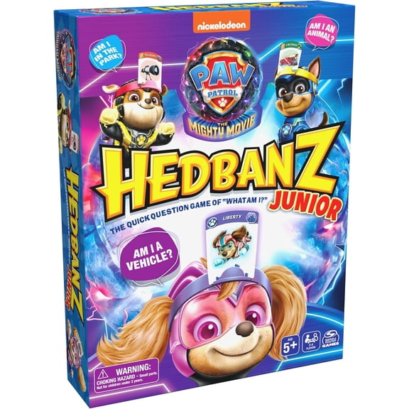 Hedbanz Junior PAW Patrol The Mighty Movie Game- Family Games Games for Family Game Night Kids Games Card Games for Families & Kids Ages 5 and up