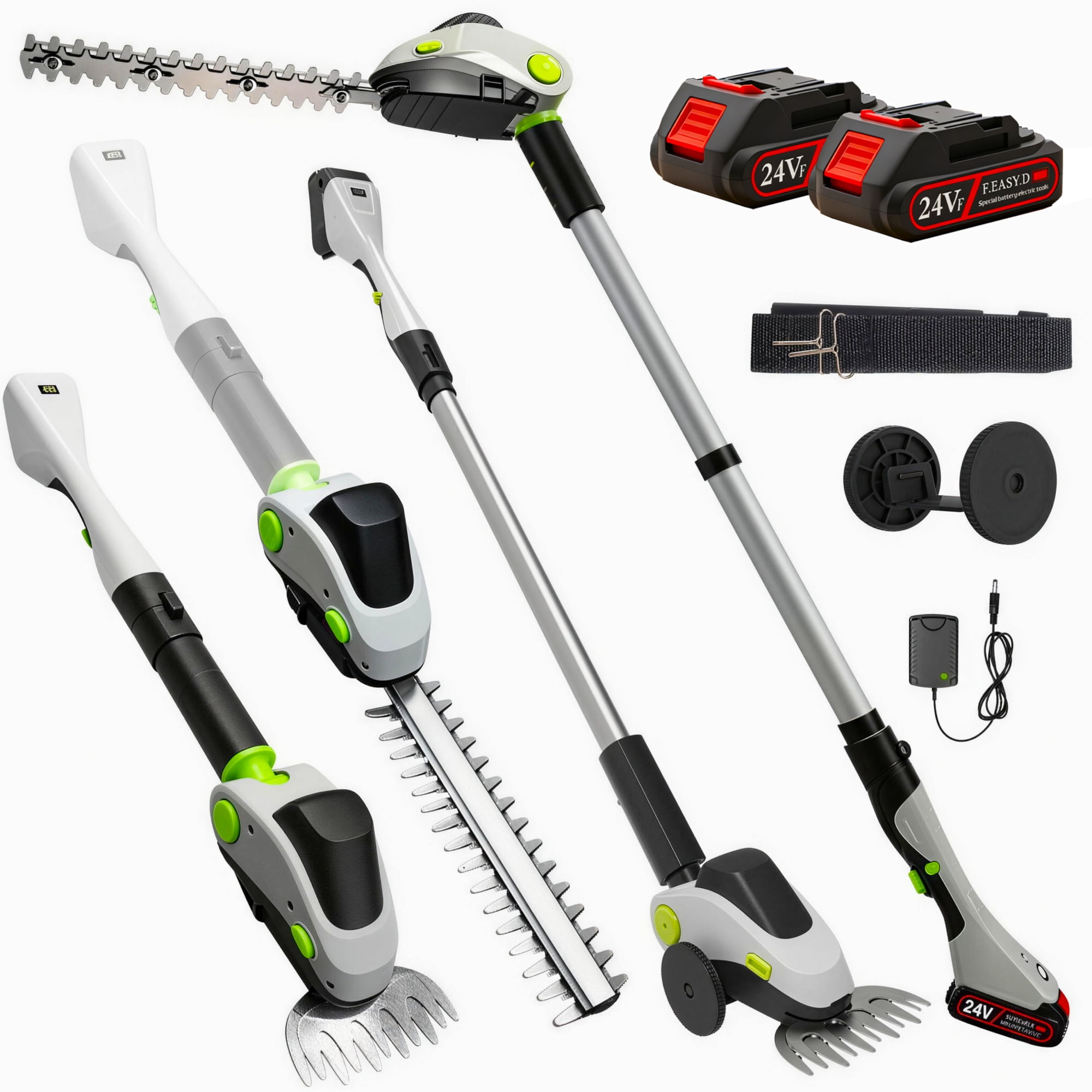 Hedge Trimmer,Gochifix 4-in-1 Cordless Pole Hedge Trimmer with 2X 2.0Ah Batteries and Dual-Action Blade for Garden Yard Tree & Shrubs Pruning