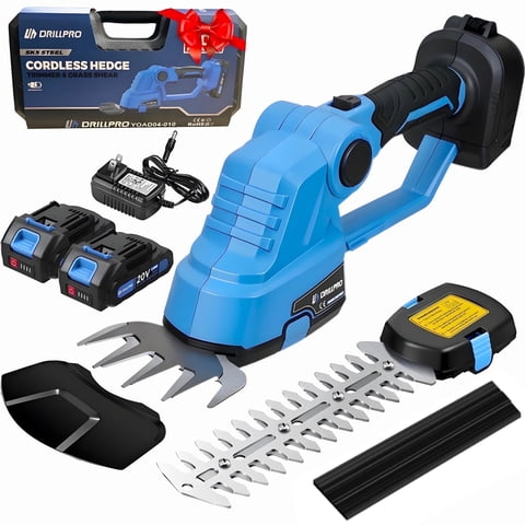 Hedge Trimmer,GOCHIFIX 2 in 1 Cordless Hedge Trimmer with 2 PCS 21V Battery and Storage Box,Lightweight Grass Trimmer for Gardens,Yards and Lawn