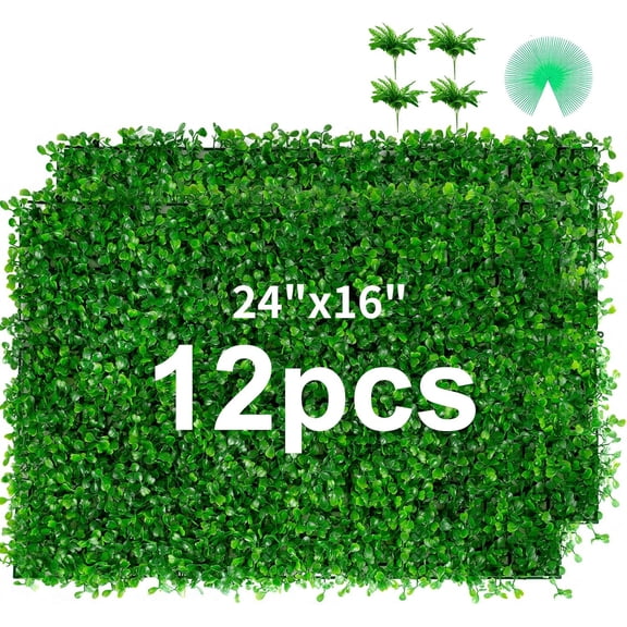 Hedge Wall Panels With Lights, 24 Pcs Artificial Money Leaf Panels 24 X 16 In For Garden Wall Decor