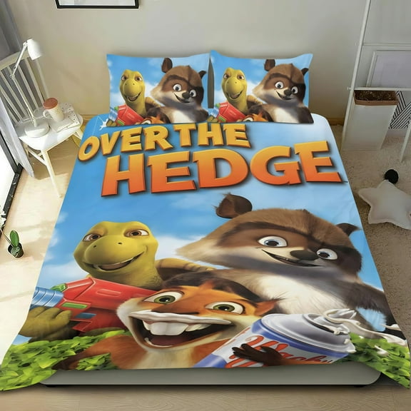 Over the Hedge-themed Bed Sheet Set Three Piece Set Comfortable And Skin Friendly Unique Design Home Decor Gifts For Family Friends fans54''x79''135cm*200cm