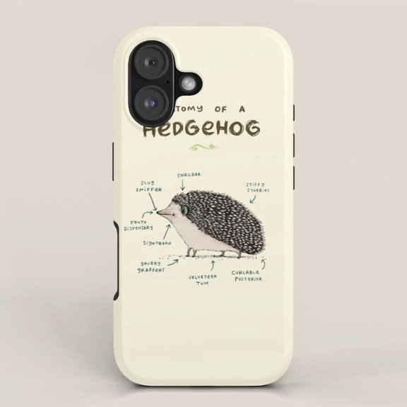 Hedgehog Anatomy Illustration Tough Phone Case for Apple iPhone Series, Polycarbonate and TPU