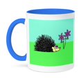 thumbnail image 1 of 3dRose, Hedgehog and Purple Flowers, 11oz Two-Tone Blue Mug, 1 of 7