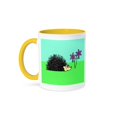 thumbnail image 1 of 3dRose, Hedgehog and Purple Flowers, 11oz Two-Tone Yellow Mug, 1 of 7