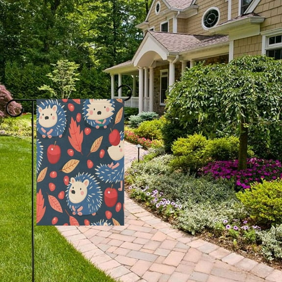 Hedgehog Apple Garden Flag Double Sided 12 x 18 Inch Outside Yard Decoration Outdoor Flag