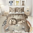 thumbnail image 1 of Hedgehog Bed in a Bag King Size Comforter Set 7 Pieces,Beige Brown Sequin Fluid Art Comforter and Sheet Set,Crystal Diamond Bedding Set,Animal Bed Set Jungle Wildlife Room Decor, 1 of 5