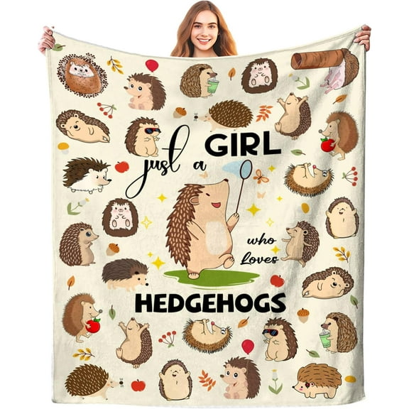 Hedgehog Blanket Soft Comfy Flannel Hedgehogs Throw Blankets Bedding Decor Hedgehog Lovers Gifts for Women Girls Kids Adults 50"X40"