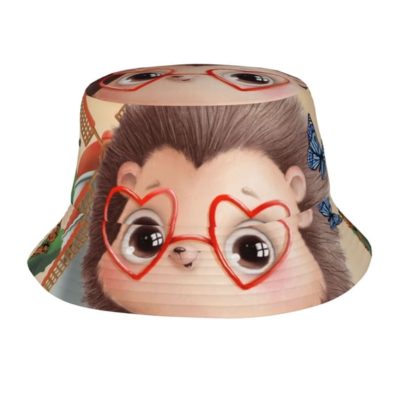 Hedgehog Bucket Hat Beach Sun Cap Packable Fisherman Hat for Women and Men Fishing Gardening Hiking Camping