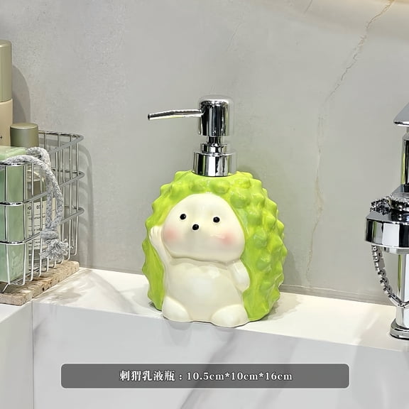 Hedgehog Ceramic Soap Dispenser for Bathroom Countertop Hand Wash Pump Bottle Shower Gel Body Lotion Refillable