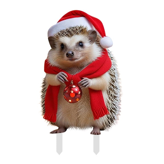 Hedgehog Christmas Cute Pile Insert Art Garden Decoration Colorful Christmas Decorations Suitable For Christmas Garden Card Slot Home Decor