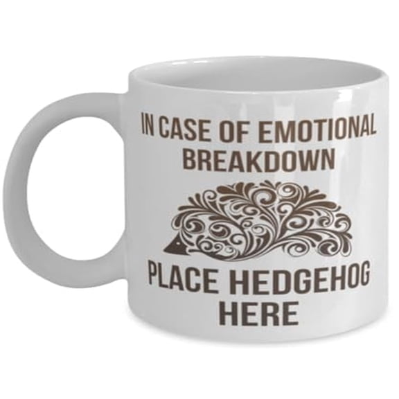 Hedgehog 11 oz Coffee Mug - In Case Of Emotional Breakdown Place Pet Here White Ceramic Gift