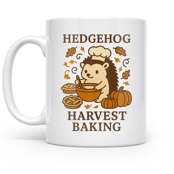 Hedgehog 11 oz Coffee Mug - Cozy Charm for Bakers White Ceramic Gift
