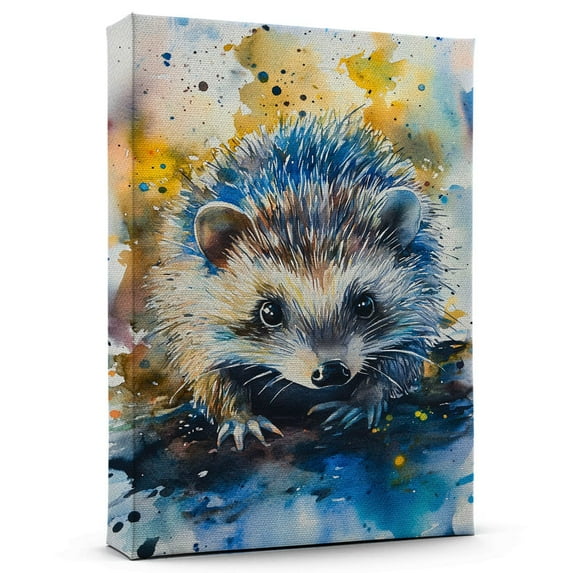Hedgehog Dark Grey Canvas Wall Art Animal Decor, Hedgehog Dark Grey Canvas Prints Wild Animal Artwork for Living Room Bedroom Office 190HD513