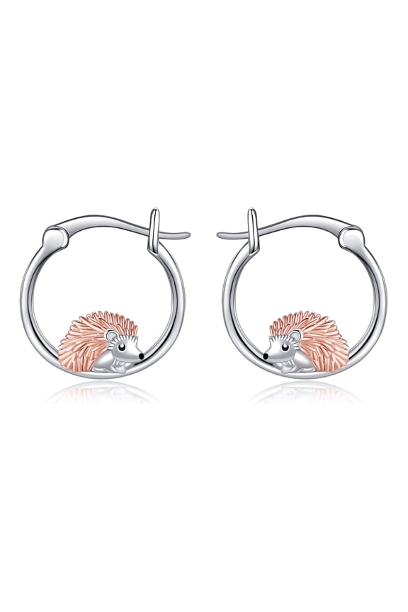 Hedgehog Earrings 925 Sterling Silver Hedgehog Hoop Earrings Animal Hedgehog Jewelry Valentines Gifts for Women