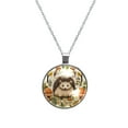 thumbnail image 1 of Hedgehog Elegant Glass Design Circular Pendant Necklace - Stylish Statement Necklaces, 1 of 5