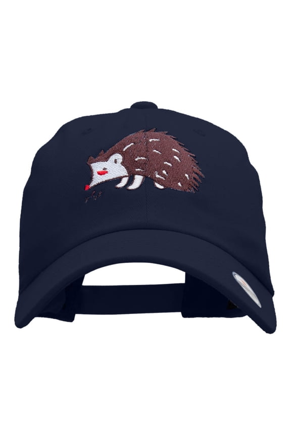 Hedgehog Embroidered Low Profile Dyed Cotton Twill Cap - Navy OSFM