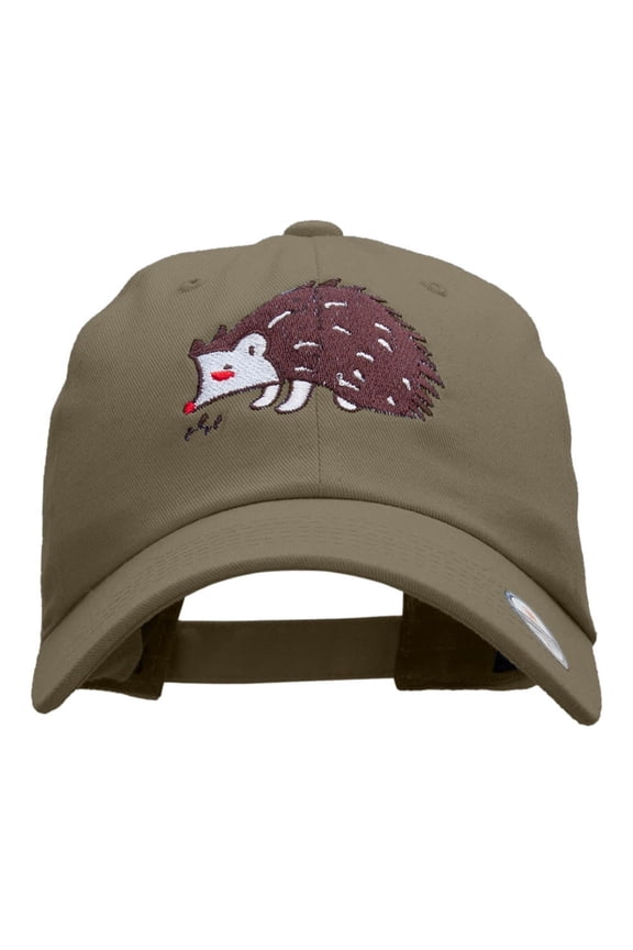 Hedgehog Embroidered Low Profile Dyed Cotton Twill Cap - Olive OSFM
