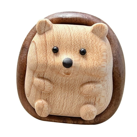 Hedgehog Figurine Craft Miniature Statue Handcrafted Wood Design for Housewarming Home Display
