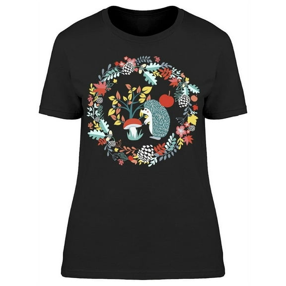 Hedgehog Floral Design  T-Shirt Women -Image by Shutterstock, Female Small