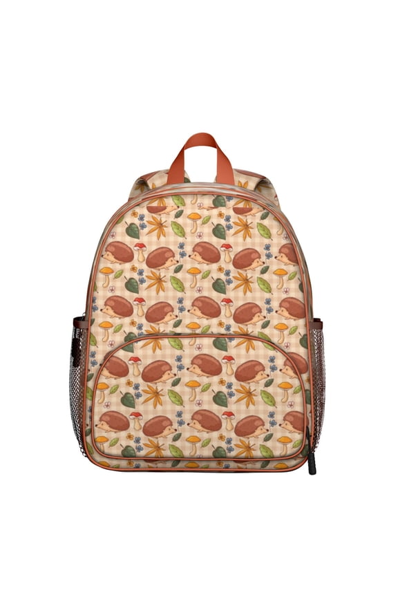 Hedgehog Floral Pattern Backpack Backpack for School,Cute School Bag,Schoolbag with Adjustable Shoulder Straps & Padded Back,13.8"x11.4"x6"