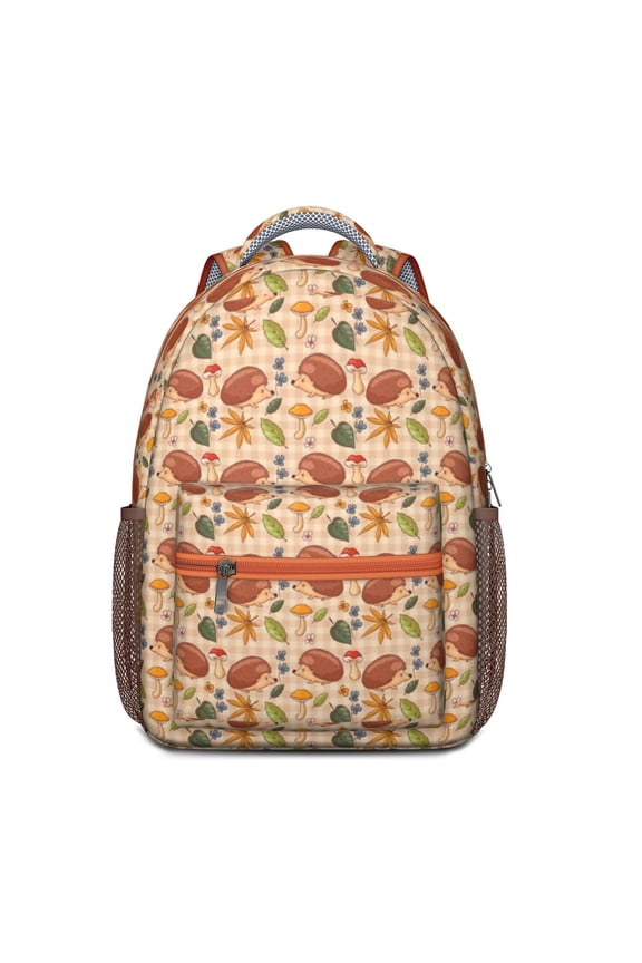Hedgehog Floral Pattern Backpack for School,Cute School Bag,Schoolbag with Adjustable Shoulder Straps & Padded Back,15.3"x11"x6.7"
