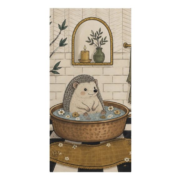 Hedgehog Flower Bath Copper Basin Hand Drawn Illustration Microfiber Beach Towel Absorbent Compact Towels for Swimming Pool Beach Travel Things for Vacation Essentials Adult Gift,61.430.3Inch