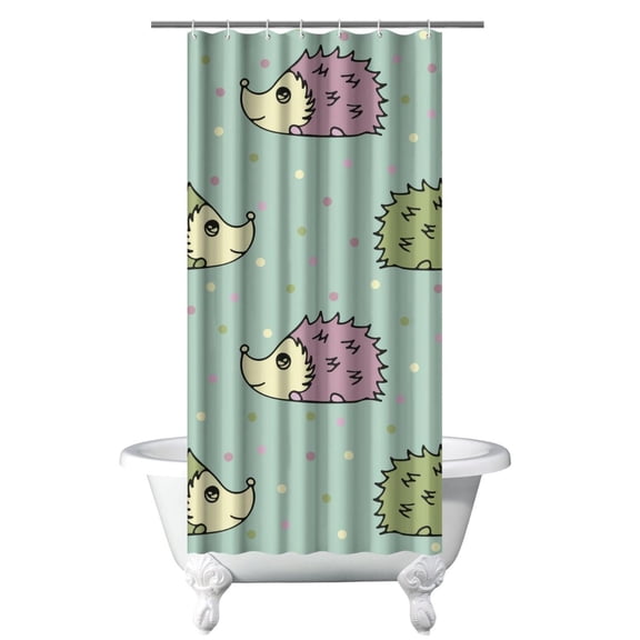 Hedgehog Forest Floral Shower Curtain - Cute Cartoon Artistic Print Waterproof Bathroom Curtain with Metal Grommets & Hooks 36x72 Inches