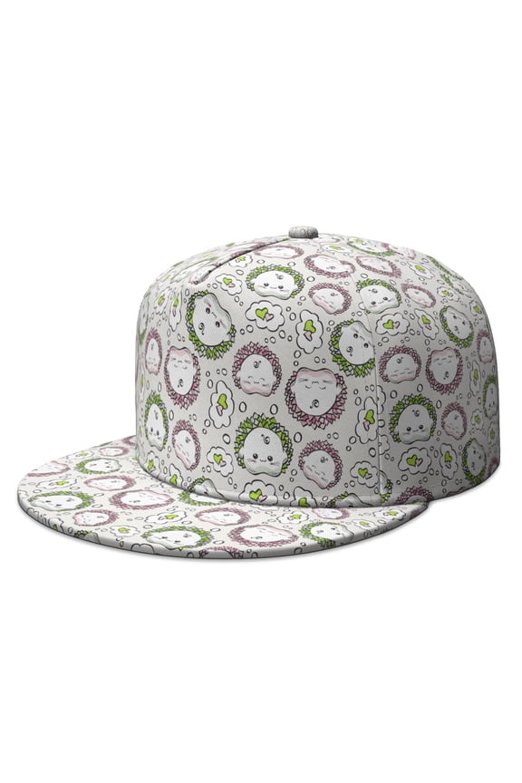 Hedgehog Forest Scene Flat Brim Snapback - Breathable Urban Style Cap with Aesthetic Floral Pattern