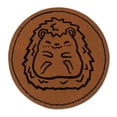 thumbnail image 1 of Hedgehog Full Body 2.5" Faux Leather Round Engraved Iron-On Patch - Brown, 1 of 6