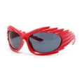 thumbnail image 1 of Hedgehog Fur Carving Retro Wrap Thick Temple Plastic Sunglasses Red - Black, 1 of 4