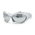 thumbnail image 1 of Hedgehog Fur Carving Retro Wrap Thick Temple Plastic Sunglasses Silver - Silver Mirror, 1 of 4