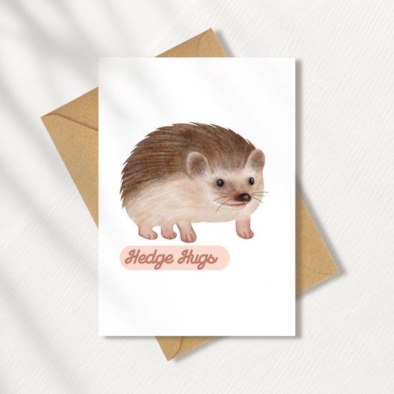 Hedgehog Greeting Card – Cute “Hedge Hugs” Design – Blank Inside for Personal Messages – Perfect for All Occasions – Envelope Included