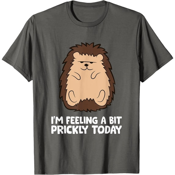 Hedgehog I'm Feeling A Bit Prickly Today Animal Unisex T-Shirt for Men Women Kids Toddler,Charcoal Color,Size 5/6
